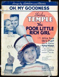 9r277 POOR LITTLE RICH GIRL sheet music '36 Shirley Temple as drum major, Oh My Goodness!