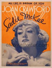 9r290 SADIE McKEE sheet music '34 wonderful super close portrait of beautiful Joan Crawford!