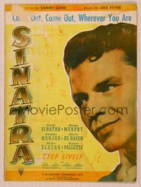 9r296 STEP LIVELY sheet music '44 great super close up of Frank Sinatra!