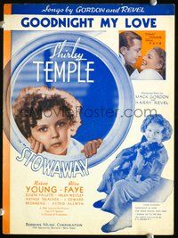 9r298 STOWAWAY sheet music '36 great image of adorable Shirley Temple, Alice Fay & Robert Young!