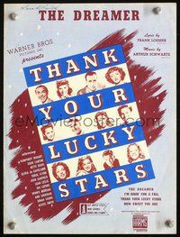 9r305 THANK YOUR LUCKY STARS sheet music '43 Errol Flynn, Humphrey Bogart, Bette Davis & more!