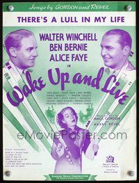 9r317 WAKE UP & LIVE sheet music '37 Alice Faye, Walter Winchell, Ben Bernie