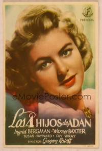 9r158 ADAM HAD FOUR SONS Spanish herald '46 completely different close up of sultry Ingrid Bergman!