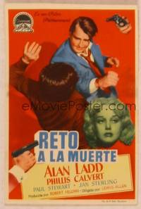 9r161 APPOINTMENT WITH DANGER Spanish herald '51 different image of tough Alan Ladd, film noir!