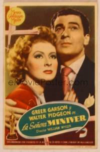 9r186 MRS. MINIVER Spanish herald '42 Greer Garson, Walter Pidgeon, directed by William Wyler!
