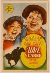 9r196 STABLEMATES Spanish herald '38 great c/u of Wallace Beery, Mickey Rooney and horse!