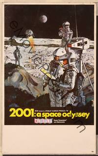 9r004 2001: A SPACE ODYSSEY mini WC '68 Kubrick, art of astronauts on moon by McCall, Cinerama!