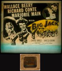 9s086 BIG JACK glass slide '49 art of Wallace Beery & Marjorie Main w/2 guns each + Richard Conte!