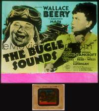 9s092 BUGLE SOUNDS glass slide '42 great close up of military man Wallace Beery & Marjorie Main!