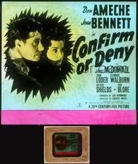 9s095 CONFIRM OR DENY glass slide '41 close up of Don Ameche & phone operator Joan Bennett!