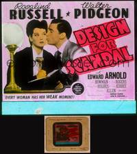 9s098 DESIGN FOR SCANDAL glass slide '41 close up of Walter Pidgeon kissing Rosalind Russell!