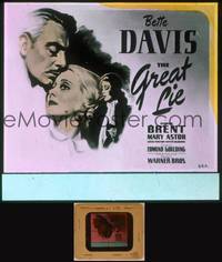 9s110 GREAT LIE glass slide '41 different art of Bette Davis, George Brent & smoking Mary Astor!