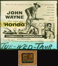 9s112 HONDO glass slide '53 3D, artwork of John Wayne + close up with Geraldine Page!