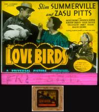 9s118 LOVE BIRDS glass slide '34 Slim Summerville, Zasu Pitts & young Mickey Rooney!