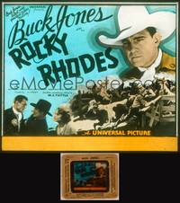 9s121 ROCKY RHODES glass slide '34 great close image of cowboy Buck Jones!