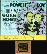 9s126 THIN MAN GOES HOME glass slide '44 great c/u of William Powell, Myrna Loy & Asta the dog!