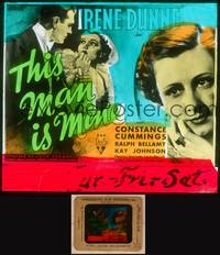 9s127 THIS MAN IS MINE glass slide '34 Irene Dunne must keep husband Bellamy's old flame away!
