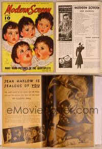 9s061 MODERN SCREEN magazine April 1936, great art of the Dionne Quintuplets by Earl Christy!