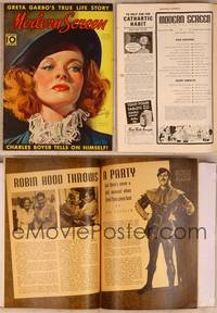 9s064 MODERN SCREEN magazine January 1938, fantastic art of Katharine Hepburn by Earl Christy!