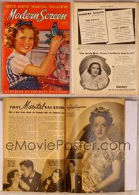 9s066 MODERN SCREEN magazine January 1939, art of Shirley Temple with stocking by Earl Christy!
