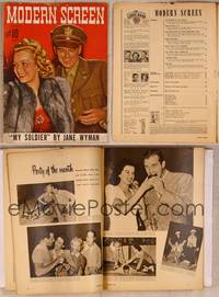 9s068 MODERN SCREEN magazine January 1942, art of Jane Wyman & Ronald Reagan by Earl Christy!