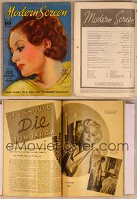 9s060 MODERN SCREEN magazine March 1935, wonderful art portrait of Joan Crawford by Earl Christy!