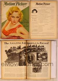 9s034 MOTION PICTURE magazine April 1932, art of Miriam Hopkins by Marland Stone, Freaks article!