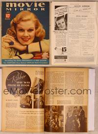 9s054 MOVIE MIRROR magazine July 1937, great close portrait of Jean Harlow by James Doolittle!