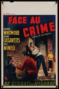 9t356 CRIME IN THE STREETS Belgian '56 directed by Don Siegel, art of Sal Mineo & John Cassavetes!