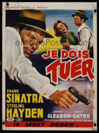 9t435 SUDDENLY Belgian '54 artwork of would-be Presidential assassin Frank Sinatra!