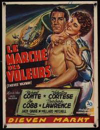 9t442 THIEVES' HIGHWAY Belgian '49 Jules Dassin, art of barechested truck driver Richard Conte!