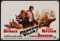 9t449 VILLA RIDES Belgian '68 different art of Yul Brynner as Pancho & Robert Mitchum, Peckinpah!