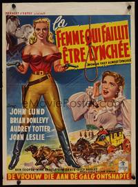 9t455 WOMAN THEY ALMOST LYNCHED Belgian '53 art of super sexy female gunfighter Audrey Totter!