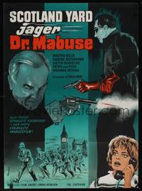 9t043 DR MABUSE VS SCOTLAND YARD Danish '63 Paul May directed mystery, Wenzel action art!