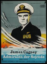 9t048 GALLANT HOURS Danish '60 different Axel Holm art of James Cagney as Admiral Bull Halsey!
