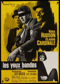 9t582 BLINDFOLD French 23x32 '66 Rock Hudson, sexy Claudia Cardinale, Xarrie artwork!