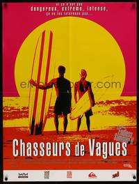 9t603 ENDLESS SUMMER 2 French 23x32 '94 great image of surfers with boards on the beach at sunset!