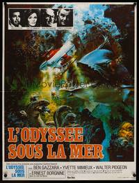 9t624 NEPTUNE FACTOR French 23x30 '73 great sci-fi art of giant fish & sea monster by John Berkey!