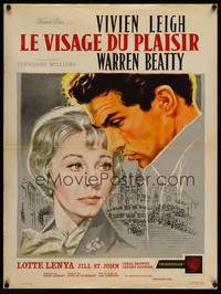 9t635 ROMAN SPRING OF MRS. STONE French 23x32 '61 Mascii art of Warren Beatty & Vivien Leigh!
