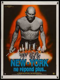 9t643 ULTIMATE WARRIOR French 23x32 '75 bald & barechested Yul Brynner, a film of the future!