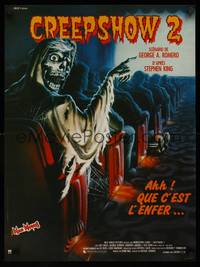9t484 CREEPSHOW 2 French 15x21 '87 Tom Savini, great Winters artwork of skeleton guy in theater!