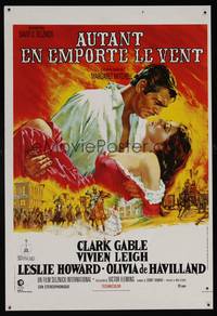 9t504 GONE WITH THE WIND French 14x21 R89 Terpning art of Clark Gable & Vivien Leigh, classic!