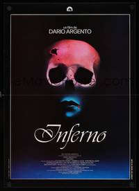 9t512 INFERNO French 15x21 '80 Dario Argento horror, really cool skull & bleeding mouth image!