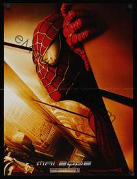 9t555 SPIDER-MAN teaser French 15x21 '02 Tobey Maguire w/WTC towers in eyes, Marvel Comics!