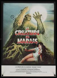 9t558 SWAMP THING French 15x21 '82 Wes Craven, Bourduge art of monster & Adrienne Barbeau!