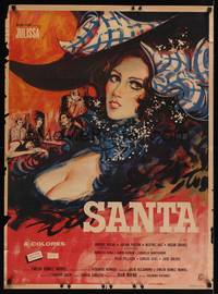 9t117 SANTA Mexican poster '69 great huge artwork of sexy Julissa!