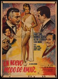 9t124 UN NUEVO MODO DE AMAR Mexican poster '68 full-length artwork of sexy Fanny Cano!