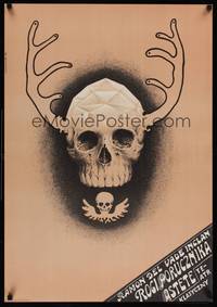 9t202 HORNS OF THE LIEUTENANT ASTHETE Polish 23x33 '70 bizarre Starowieyski art of skull w/horns!