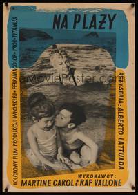 9t228 RIVIERA Polish 23x33 '54 La Spiaggia, sexy swimming Martine Carol, Anczykowski artwork!