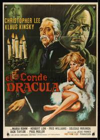 9t251 COUNT DRACULA Spanish '70 Jesus Franco, art of Christoper Lee as Dracula, Klaus Kinski!